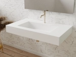 Plan vasque Design, fabrication sur mesure, Largeur 70 à 200 cm x Profondeur 40 à 60 cm, résine minérale ACRYSTONE® SOLID-SURFACE Finition lisse blanc mate, Livraison Offerte et Rapide.